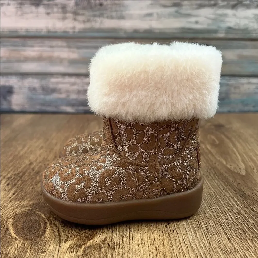 Ugg Baby Jorie II Glitter Leopard Booties Size 0/1